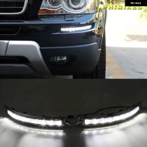 LED デイタイム ランニングライト VOLVO XC90 2007-13 DRL イエローウィンカー フォグランプ 付き カーアクセサリー