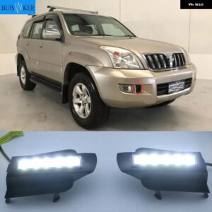 車用LED DRL トヨタ プラド 120 LC120 GRJ120 2002~2010 デイタイム ランニングライト フロント バンパー ドライビング フォグランプ デイライト - WHITE