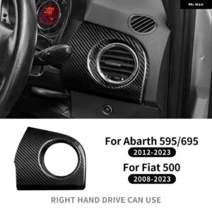 フィアット 500 2008-2023 アバルト 595 695 2012-2022 2023 LHDRHD 車 運転席側 エア アウトレット パネル トリム リアルハードカーボン ステッカー - Only For RHD Black