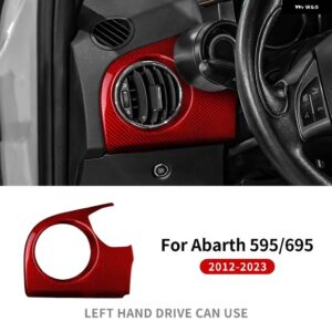 フィアット 500 2008-2023 アバルト 595 695 2012-2022 2023 LHDRHD 車 運転席側 エア アウトレット パネル トリム リアルハードカーボン ステッカー - Only For LHD Red