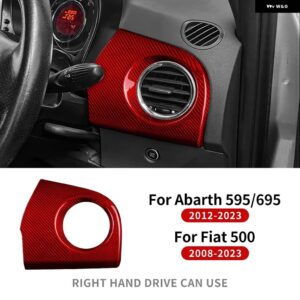 フィアット 500 2008-2023 アバルト 595 695 2012-2022 2023 LHDRHD 車 運転席側 エア アウトレット パネル トリム リアルハードカーボン ステッカー - Only For RHD Red