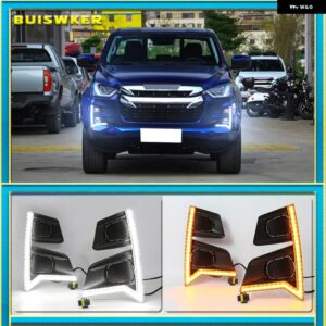 1セット ダイナミックウィンカー 防水 12V 車用ランプ DRL LED デイタイム ランニングライト フォグランプ ISUZU D-MAX ピックアップ 2020 2021 - WHITE