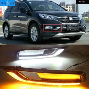 1セット 12V ABS LED ホンダ CRV CR-V 2015 2016 DRL デイタイム ランニングライト デイライト イエロー ウィンカーランプ 付き - WHITE