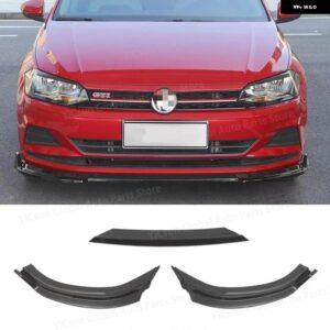 3個 グロスブラック カーボン フロント バンパー スプリッター リップ VW ポロ MK5 6R スタンダード プレフェイスリフト 2011-2018 - 11-13 Carbon Look