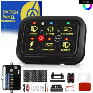 4/6ギャングLEDオンオフ コントロール スイッチ パネル RGBバックライト 汎用 電源 システム スリム電子リレー システム 自動調光 - 6 gangs