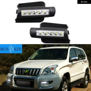 1セット LED DRL トヨタ プラド 120 ランドクルーザー LC120 FJ120 2003-2009 LED ヘッドライト ドライビングランプ コントローラ ーワイヤー ハーネス 付き - WHITE