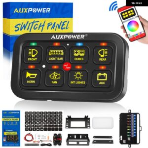 汎用 8ギャングスイッチ パネル RGBライト オンオフ 制御 電子パワーリレー LEDバックライト 車 SUV キャンピングカー RV マリン DIY - With App control