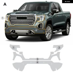 プレカット PPF GMC SIERRA AT4 DENALI SLT 2019-2021 ペイントプロテクションフィルム 8.5ミル TPU クリアブラキット 車体 ステッカー フィルム - front