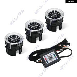 256色LEDベント 装飾 ランプ フォード マスタング2015-2023 BLUETOOTHアプリ コントロール カーエアタービン アウトレット ノズル アンビエントライト - 3 Vent