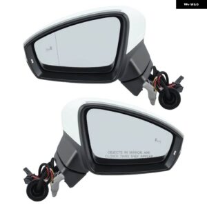 8ピンサイドドアミラー アセンブリ フォルクスワーゲン ティグアン2018-2023ホワイトデュアルプラグ ブラインド スポットライトウィングミラー - 1 Pair