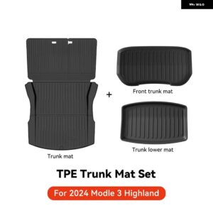 テスラ TPE トランク マット モデル3 Y ハイランド 2021-2025 四季対応 防水 滑り止め TPE 専用カーアクセサリー - M3 Highland 3PCS