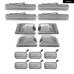 14個 スモーク/クリア LED キャブ ルーフライトキット トップマーカー イエロー+レッド ハマー H2 2003-09 ハマー H2 SUT - 14pcs Combo Clear