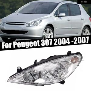 プジョー 307 2004-07 フロントハロゲン ヘッドライト ドライバーライト ヘッドランプ ハザード フォグランプ ヘッドライト カーアクセサリー - Only Left