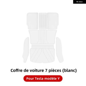 テスラ モデルY ジュニパー 2021-2025 レザー トランク マット 完全 防水 滑り止めライナー カスタム フロアマット - White