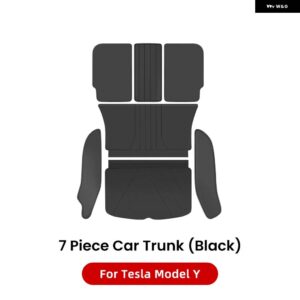 テスラ モデルY ジュニパー 2021-2025 レザー トランク マット 完全 防水 滑り止めライナー カスタム フロアマット - black