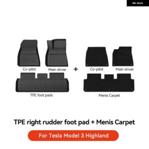 テスラ 2024 ハイランド モデル3 フルTPEフロアマット 防水 滑り止めマット フット パッド リア トランク マット カーアクセサリー - RED Floor Mat 6PCS