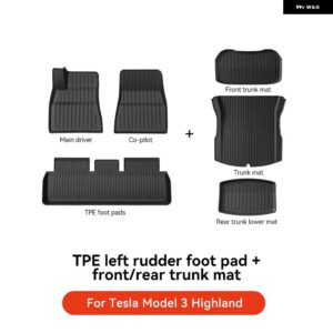 テスラ 2024 ハイランド モデル3 フルTPEフロアマット 防水 滑り止めマット フット パッド リア トランク マット カーアクセサリー - LED Trunk Mat 6PCS