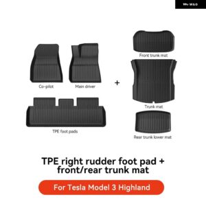 テスラ 2024 ハイランド モデル3 フルTPEフロアマット 防水 滑り止めマット フット パッド リア トランク マット カーアクセサリー - RED Trunk Mat 6PCS