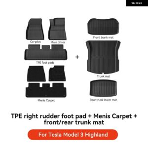 テスラ 2024 ハイランド モデル3 フルTPEフロアマット 防水 滑り止めマット フット パッド リア トランク マット カーアクセサリー - RED Floor Mat 9PCS