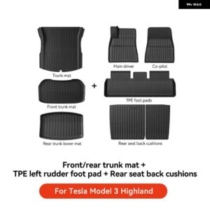 テスラ 2024 ハイランド モデル3 フルTPEフロアマット 防水 滑り止めマット フット パッド リア トランク マット カーアクセサリー - LED Floor Mat 8PCS