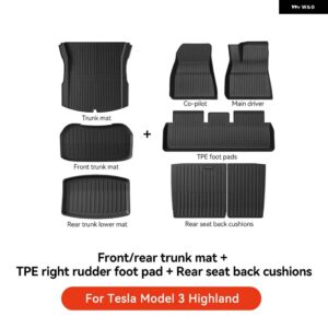 テスラ 2024 ハイランド モデル3 フルTPEフロアマット 防水 滑り止めマット フット パッド リア トランク マット カーアクセサリー - RED Floor Mat 8PCS