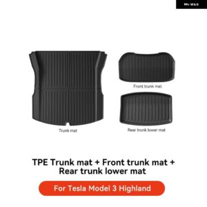 テスラ 2024 ハイランド モデル3 フルTPEフロアマット 防水 滑り止めマット フット パッド リア トランク マット カーアクセサリー - Trunk Mat 3PCS