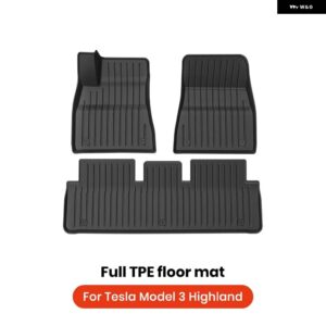テスラ 2024 ハイランド モデル3 フルTPEフロアマット 防水 滑り止めマット フット パッド リア トランク マット カーアクセサリー - LED Floor Mat 3PCS