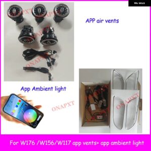 メルセデス ベンツ A CLA GLA W176 W117 W156 A45 CLA45 アンビエントライト LED BLUETOOTH アプリ エアベント タービンノズル 12色 - APP 256 colors set