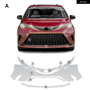 TPU トヨタ シエナ2022 2023車用クリアボディフィルムドアフロント バンパー トランク ステッカー アクセサリー - Front bumper