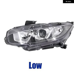 ホンダ シビック 10代目 2016-2020年式 フロント バンパー ヘッドライト ランプ オートライト ヘッドライト カバー シェル ハロゲン アップグレード LED - Low Left