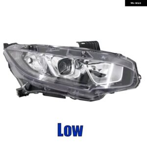 ホンダ シビック 10代目 2016-2020年式 フロント バンパー ヘッドライト ランプ オートライト ヘッドライト カバー シェル ハロゲン アップグレード LED - Low Right