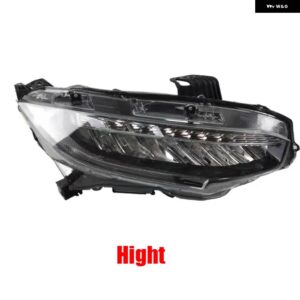 ホンダ シビック 10代目 2016-2020年式 フロント バンパー ヘッドライト ランプ オートライト ヘッドライト カバー シェル ハロゲン アップグレード LED - High Right