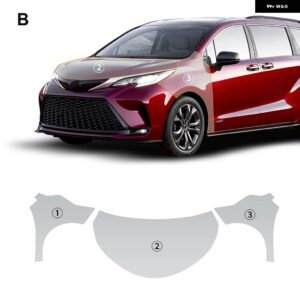 TPU 車用クリアボディフィルム トヨタ シエナ 2022 2023 エンジン フェンダー リアドア ステッカー アクセサリー - Front Engine
