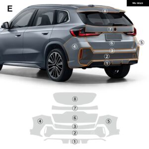 車 外装 用TPUクリア BMW X1 U11 M-SPORT 2023年以降 ペイント フィルム傷防止キット プレカットPPF ステッカー - rear