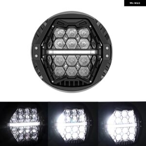 オートバイ 用7インチLED ヘッドライト 12V LEDランプ アンバー /ホワイト DRL ヘッドランプ ハーレー キング ハーレー ツーリング ウルトラ クラシック エ - White DRL