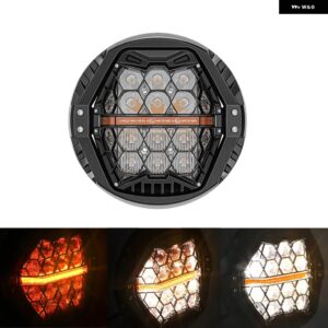 オートバイ 用7インチLED ヘッドライト 12V LEDランプ アンバー /ホワイト DRL ヘッドランプ ハーレー キング ハーレー ツーリング ウルトラ クラシック エ - Amber DRL