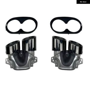 メルセデス ベンツ A/ CLA クラス W177 A35 C118 CLA35 X247 GLB35 A45S AMG リアマフラー 排気チップ パイプ ブラック ブラケット トリム 付き - black