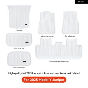 YZ TPE ホワイトフット パッド テスラ モデルY ジュニパー 2025 フロアライナー 完全囲まれたフロアマット 防水 滑り止めカーペット - MY 6-piece set