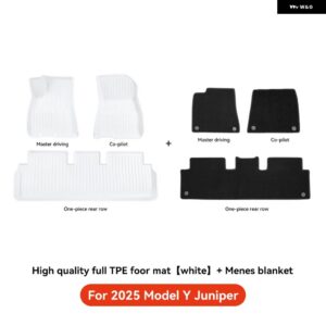 YZ TPE ホワイトフット パッド テスラ モデルY ジュニパー 2025 フロアライナー 完全囲まれたフロアマット 防水 滑り止めカーペット - bilayer MY