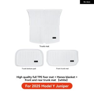YZ TPE ホワイトフット パッド テスラ モデルY ジュニパー 2025 フロアライナー 完全囲まれたフロアマット 防水 滑り止めカーペット - MY Trunk mat 3-piece