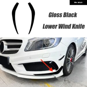 6個 車用フロント バンパー フォグランプ トリム カバー サイドフィン カナード スポイラー ステッカー メルセデス ベンツ A クラス W176 2013-2015 AMG - Lower Black