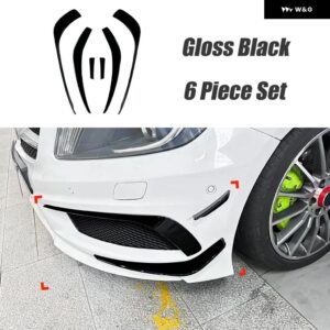 6個 車用フロント バンパー フォグランプ トリム カバー サイドフィン カナード スポイラー ステッカー メルセデス ベンツ A クラス W176 2013-2015 AMG - black set