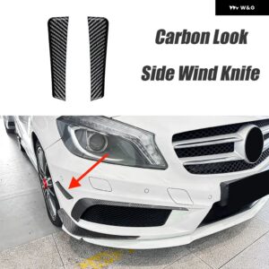 6個 車用フロント バンパー フォグランプ トリム カバー サイドフィン カナード スポイラー ステッカー メルセデス ベンツ A クラス W176 2013-2015 AMG - Side Carbon