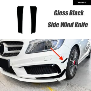 6個 車用フロント バンパー フォグランプ トリム カバー サイドフィン カナード スポイラー ステッカー メルセデス ベンツ A クラス W176 2013-2015 AMG - Side Black