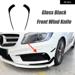 6個 車用フロント バンパー フォグランプ トリム カバー サイドフィン カナード スポイラー ステッカー メルセデス ベンツ A クラス W176 2013-2015 AMG - Front-Black