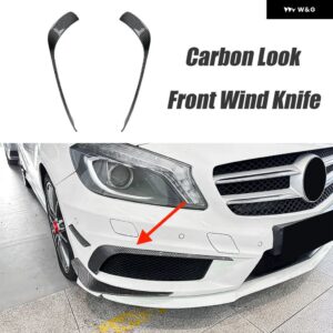 6個 車用フロント バンパー フォグランプ トリム カバー サイドフィン カナード スポイラー ステッカー メルセデス ベンツ A クラス W176 2013-2015 AMG - Front Carbon