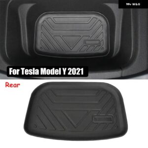 テスラ モデルY 2021 TPE 車用フロント 収納 ボックス パッド リア トランク マット 防水 パッド ライナー トランク トレイ フロアマットセット - trunk storage mat