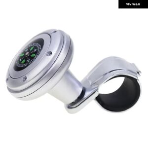 車用 ステアリングホイール ロータリーノブ ブースター スピナー ハンドル ボール 汎用 アシスタント 手動回転ハンド コントロール 自動車アクセサリー - Silver