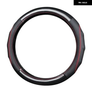 汎用 37-38CM 車用 ステアリングホイール カバー フォルクスワーゲン ゴルフ 6 MK6 VW ポロ ジェッタ MK5 サギタ ボーラ サンタナ - Black Red