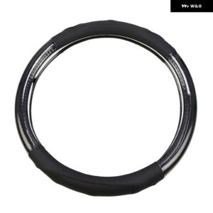 汎用 37-38CM 車用 ステアリングホイール カバー フォルクスワーゲン ゴルフ 6 MK6 VW ポロ ジェッタ MK5 サギタ ボーラ サンタナ - black